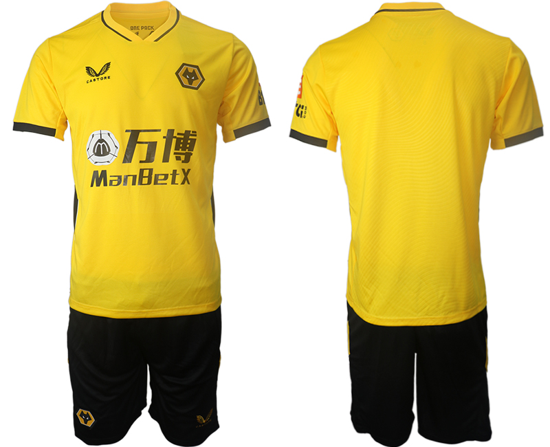 Men 2021-2022 Club Wolverhampton Wanderers home yellow blank Soccer Jersey->customized soccer jersey->Custom Jersey